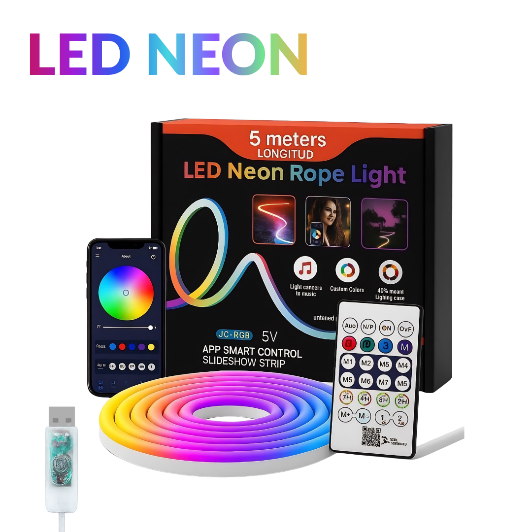 10m rgb-ic neon led strip light – 60+ dynamic lighting effects smart app & remote control with music sync usb powered