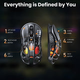 GravaStar Mercury M2 Wireless Gaming Mouse with 26,000 DPI, PAW3395DM Sensor -79g Lightweight Hollowed-Out Design -5 Programmable Buttons -5 Dynamic Lightsync RGB - Stealth Black