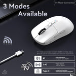 ATTACK SHARK X6 Lightweight Wireless Gaming Mouse with RGB Backlight Charging Base,Tri-Mode Wired/2.4GHz/BT5.2,26K DPI, PAW3395 Optical Sensor,HUANO Switch,5programmable Buttons,PC/Mac(White) - - Fun Touch Shop