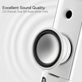 Redragon GS550 PC Gaming Speakers, 2.0 Channel Desktop Computer Sound Bar with Compact Maneuverable Size, Headphone Jack, Quality Bass & Decent Red Backlit, USB Powered w/ 3.5mm Cable, White