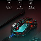 GravaStar Mercury M2 Wireless Gaming Mouse with 26,000 DPI, PAW3395DM Sensor -79g Lightweight Hollowed-Out Design -5 Programmable Buttons -5 Dynamic Lightsync RGB - Stealth Black