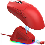 ATTACK SHARK X11 Lightweight Wireless Gaming Mouse with RGB Charging Dock,Tri-Mode-2.4G/USB-C Wired/BT,22K DPI,PAW3311 Optical Sensor,HUYU Switch, 5 programmable Buttons for PC/Mac(Red) - - Fun Touch Shop