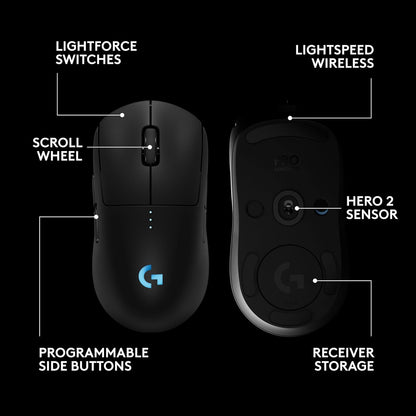 Logitech g pro 2 lightspeed wireless gaming mouse right- or left-handed mouse with up to 4 customizable and switchable