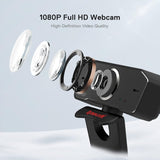 Redragon GW800 1080P PC Webcam with Built-in Dual Microphone, 360° Rotation