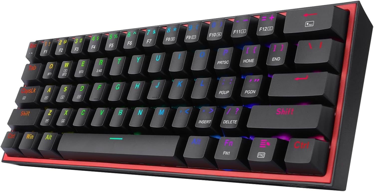 Redragon K616 Fizz Pro 60% Wirless /Wired RGB Gaming Keyboard, 61 Keys Compact Mechanical Keyboard Black, Linear Red Switch, Pro Driver/Software Supported - - Fun Touch Shop
