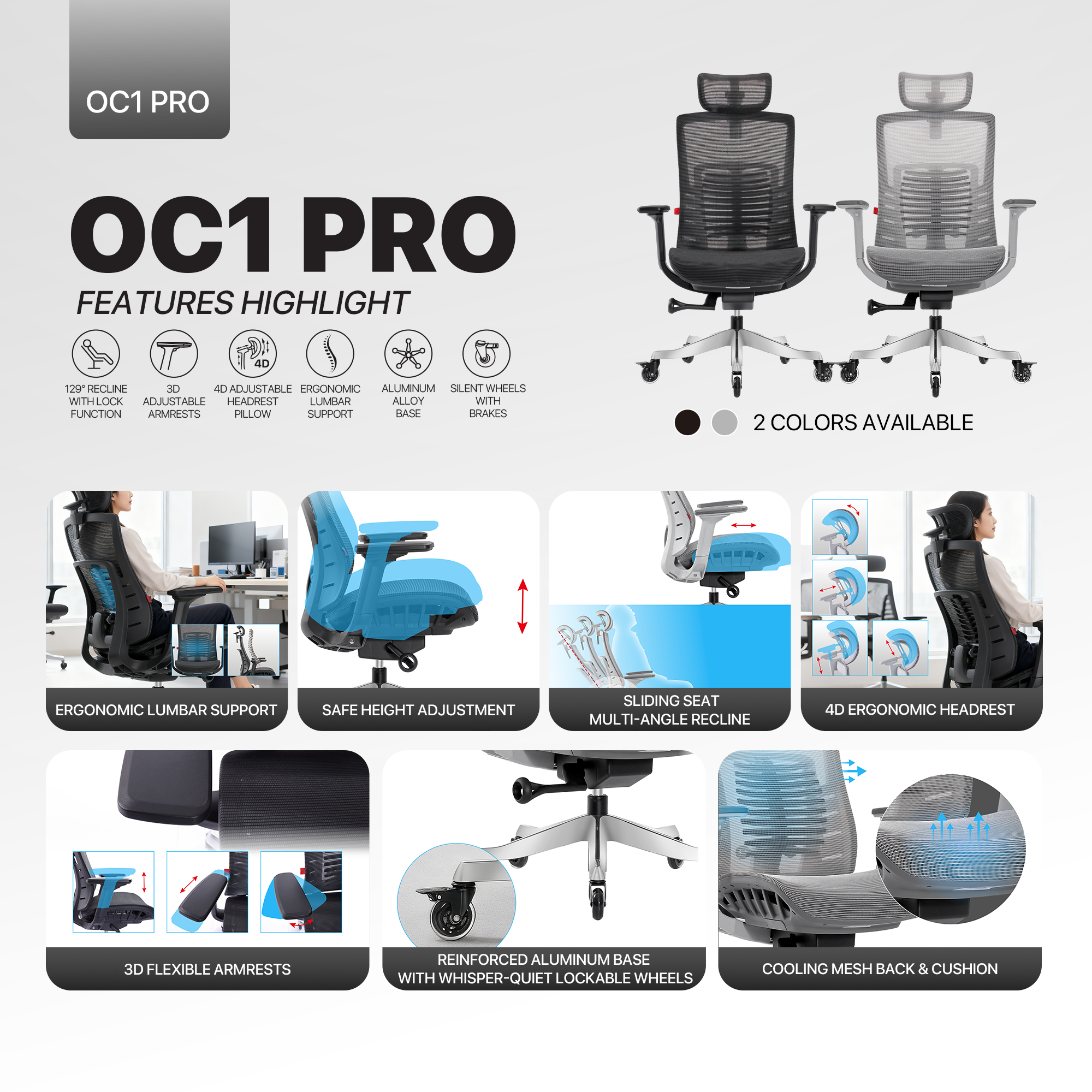 FANTECH OC1 PRO Ergonomic Office Chair Black.