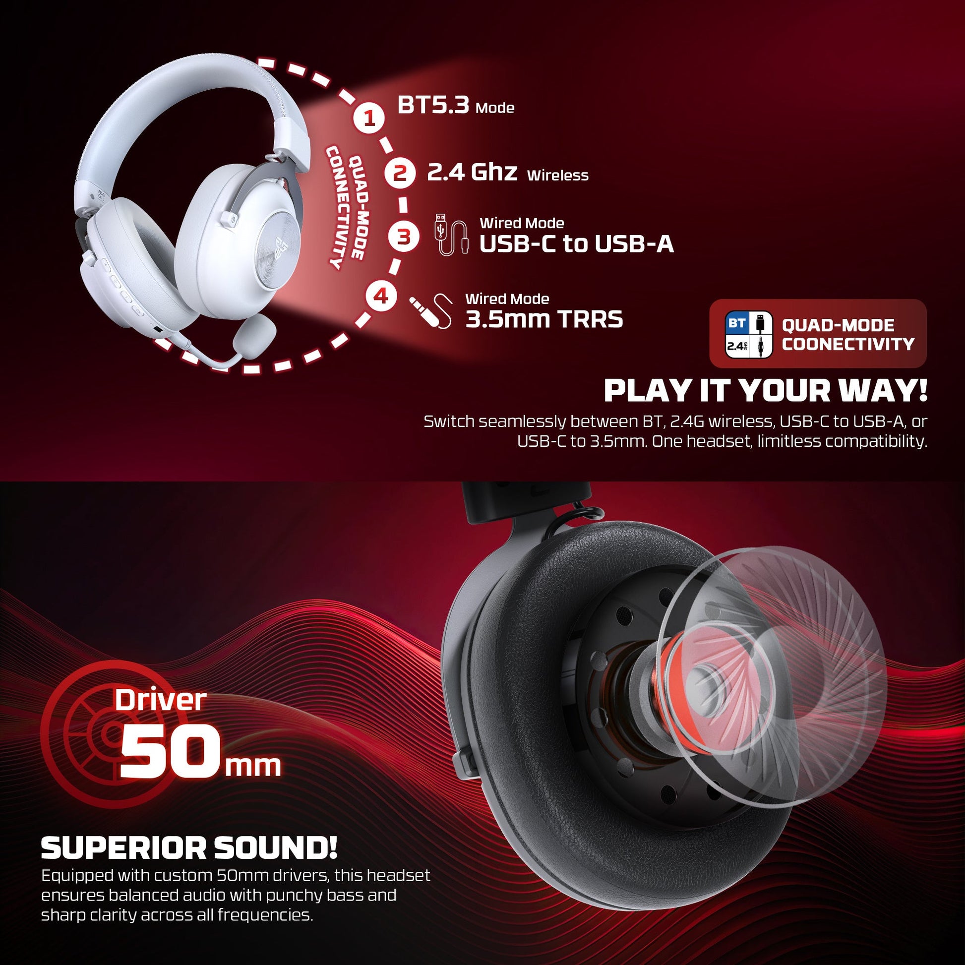 FANTECH WHG05 STELLAR Multiplatform Wireless Gaming Headset - Fun Touch Jordan