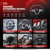 Fantech R1V2 Racing Steering Wheel | Dual-Motor Vibration | 270° / 900° Rotation | 15 Buttons + D-Pad | 6 Gears + Reverse | 3 Pedals (Clutch, Brake & Throttle) | PC Driving Wheel Set with Clutch and Shifter