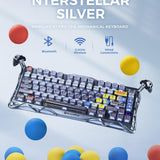 GravaStar Mercury K1 Pro Wireless Mechanical Gaming Keyboard, 75% Layout RGB Custom Keyboard, Hot-Swappable Linear Switches – Aluminum Alloy, Interstellar Silver Brushed Metal Look