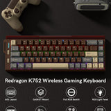 Redragon K752 Wireless Mechanical Keyboard, 60% Gasket Mount Gaming Keyboard with RGB Backlit, Creamy Sound, Tri-Mode 2.4GHz/BT5.0, Hot-Swappable, PBT Keycaps for PC/Mac Gamer