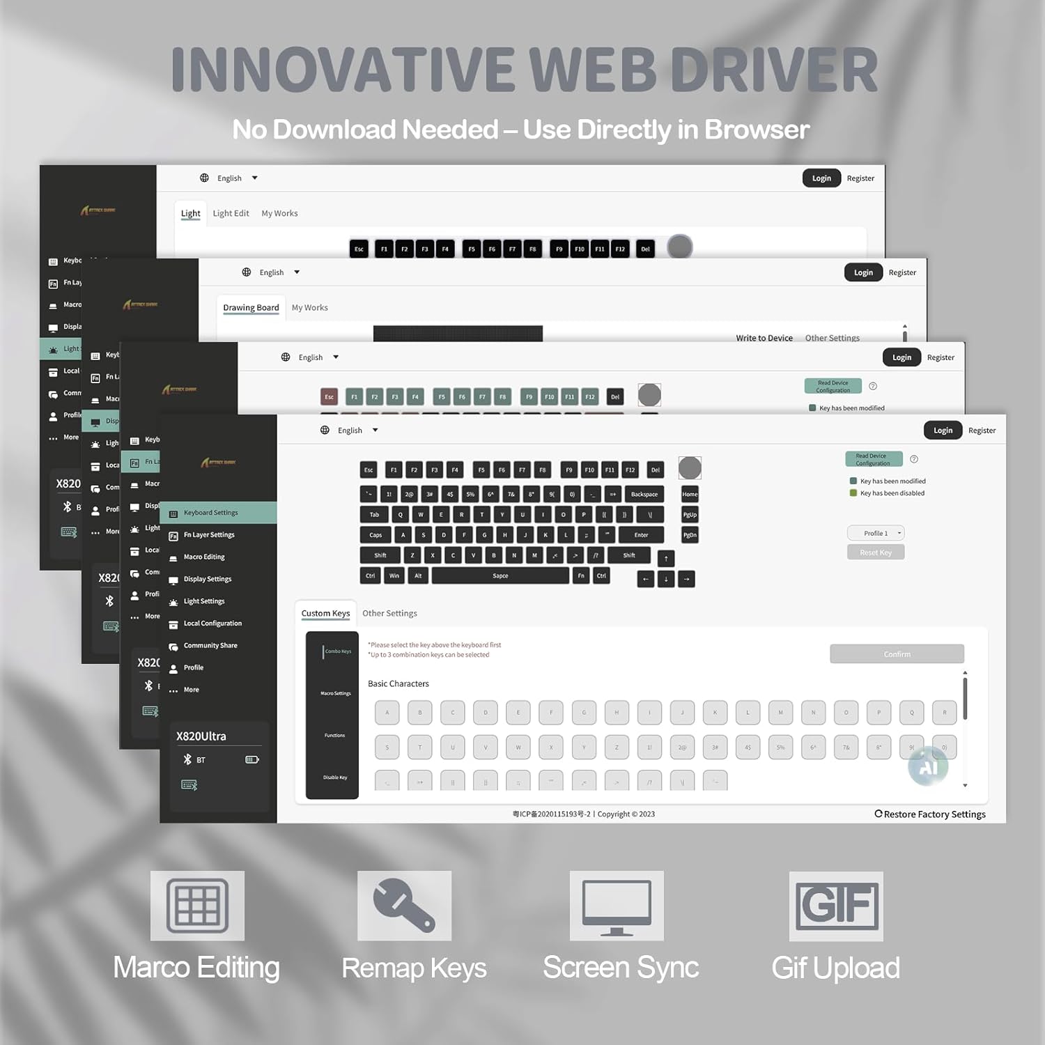 ATTACK SHARK X820 Ultra 75% Wireless Gaming Mechanical Keyboard Hot-Swappable Gasket Mount RGB Backlit BT/2.4G/Wired Custom Keyboard with Smart TFT Display&Knob QMK Driver-White Contour&Gift Switch