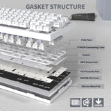 ATTACK SHARK X820 Ultra 75% Wireless Gaming Mechanical Keyboard Hot-Swappable Gasket Mount RGB Backlit BT/2.4G/Wired Custom Keyboard with Smart TFT Display&Knob QMK Driver-White Contour&Gift Switch