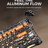 GravaStar Mercury K1 Pro Wireless Mechanical Gaming Keyboard, 75% Layout RGB Custom Keyboard, Aluminum Alloy Matte Black Frame with Phoenix-Inspired Keycaps, Hot-Swappable Linear Switches – CyberFlare