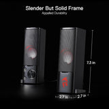 Redragon GS550 PC Gaming Speakers, 2.0 Channel Desktop Computer Sound Bar with Compact Maneuverable Size, Headphone Jack, Quality Bass & Decent Red Backlit, USB Powered w/ 3.5mm Cable