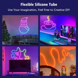 10M RGB-IC Neon LED Strip Light – 60+ dynamic lighting effects, Smart App & Remote Control with Music Sync, USB Powered, Flexible & IP68 Waterproof – ideal for gaming,home Decor,and parties