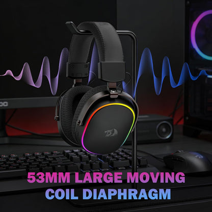 Redragon h831 gaming headset rgb 2.4ghz/bt/wired black - audio | wireless headset