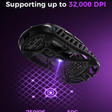 GravaStar Mercury X Wireless Gaming Mouse – 32,000 DPI PAW 3950 Sensor, 1000Hz Polling Rate, Only 49g, Magnesium Alloy Hollow Frame, RGB Lighting, 5 Programmable Buttons