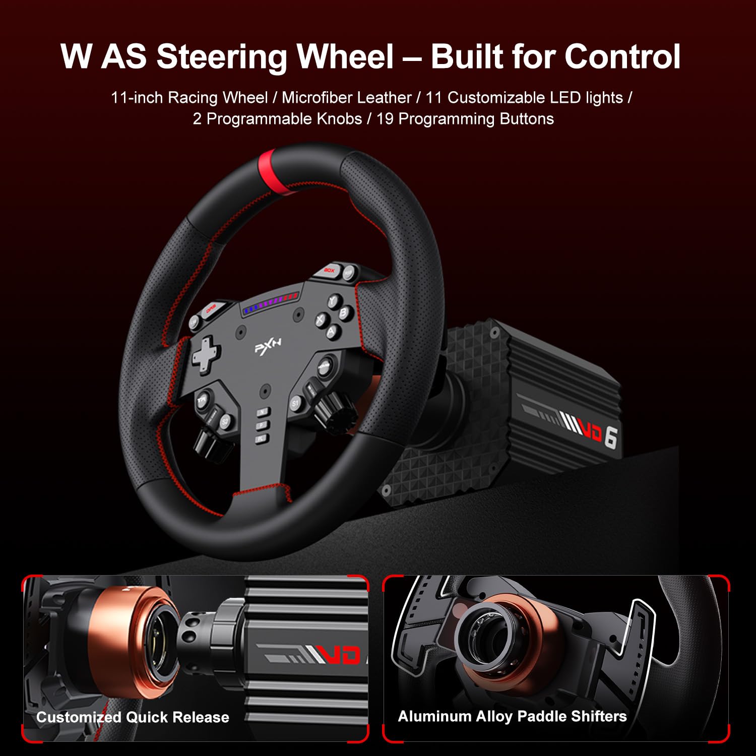 PXN VD6 Bundle: PC Steering Wheel and Pedals - Fun Touch Jordan