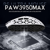 ATTACK SHARK R5Ultra 8K Carbon Fiber Wireless Gaming Mouse with 42000 DPI -PAW3950 MAX Sensor -39g Ultra-Lightweight-Nordic 52840 MCU Chip-Wired/BT/2.4GHz Wirelss Programmable Mouse for PC/Mac (White)
