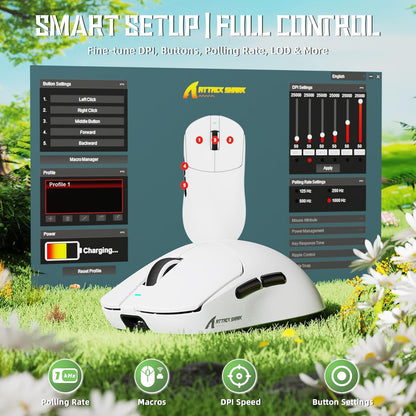 Attack shark x8 se wireless gaming mouse,55g ultra-lightweight wired/bt/2.4ghz wireless programmable mouse,1k polling