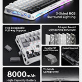 GravaStar Mercury K1 75% Wireless Mechanical Gaming Keyboard, Aluminum Alloy Exoskeleton Design, Gasket Custom Keyboard Hot-Swap Socket, Linear Switches, RGB Backlit