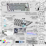 ATTACK SHARK X82PRO HE Wireless Rapid Trigger RGB Mechanical Gaming Keyboard with Adjustable Actuation,2.4G/Wired/BT,8K Polling Rate,Hall Effect Magnetic Switch,5000mAh Battery for PC FPS(White Anime)