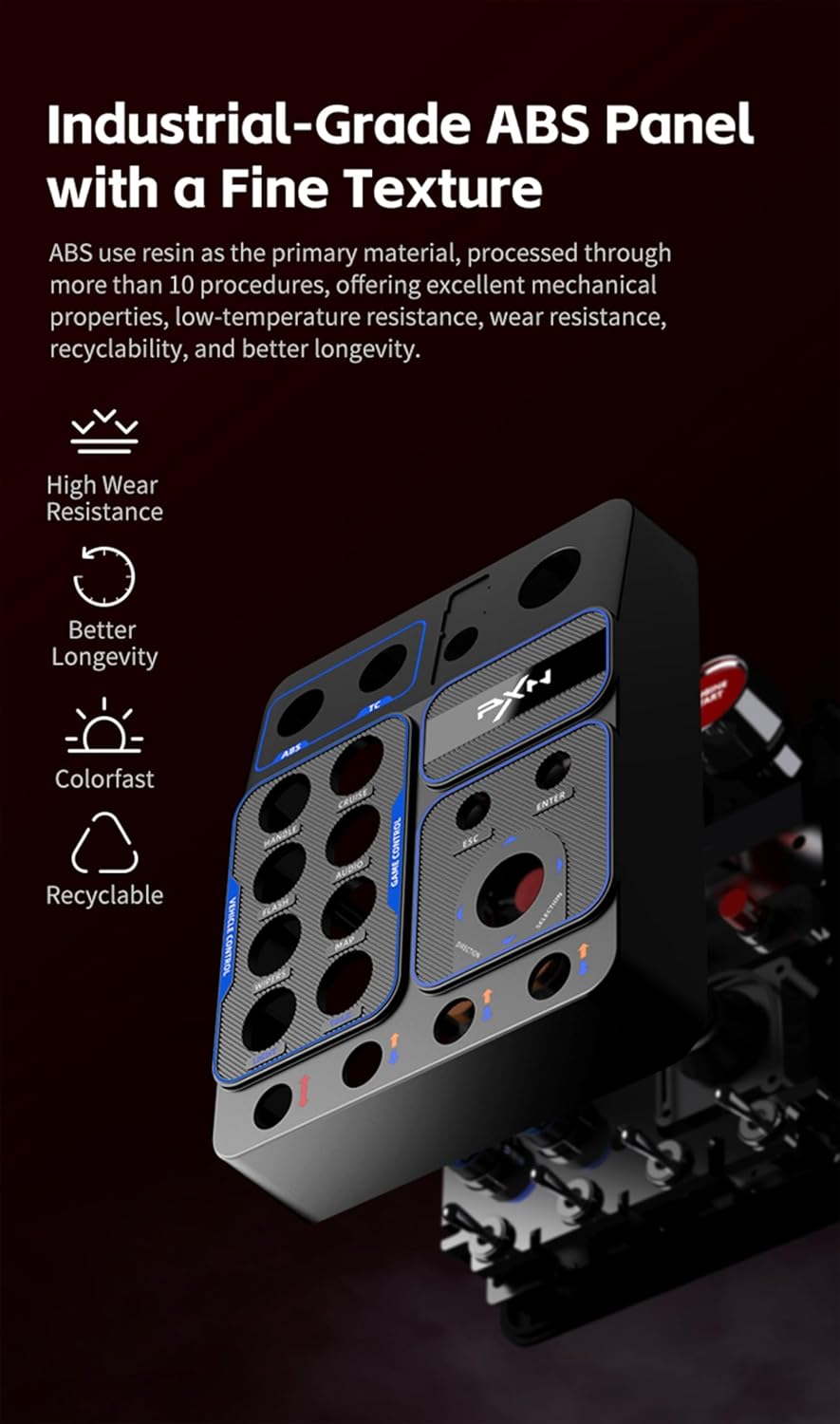 PXN CB1 Racing Button Box PC USB Simulation Racing Instrument Center Control Button Box Multi-function 30 Programmable Buttons for PC/V9 gen2, Adjustable RGB Lighting, For Truck ETS2 Hub Sim racing