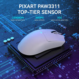 ATTACK SHARK X11 Lightweight Wireless Gaming Mouse with RGB Charging Dock,Tri-Mode-2.4G/USB-C Wired/BT,22K DPI,PAW3311 Optical Sensor,HUYU Switch, 5 programmable Buttons for PC/Mac(White) - - Fun Touch Shop