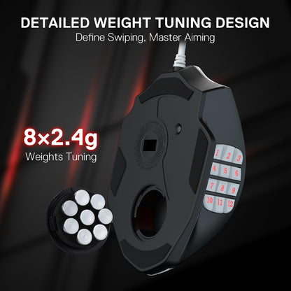 Redragon m908 wired rgb mmo gaming mouse 24000 dpi remapping keys | stable lag-free connection redefine keybinding