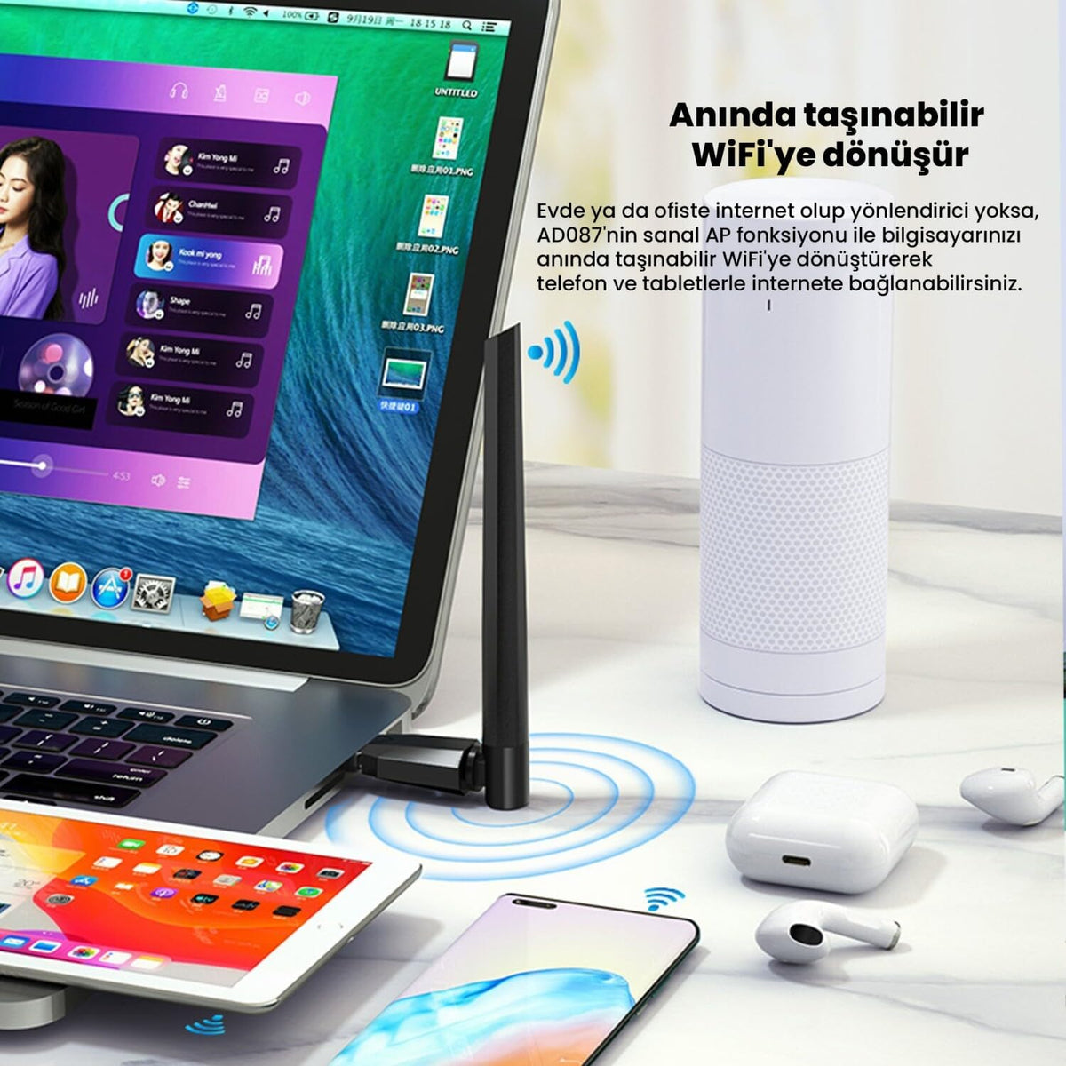 Dm ad087 bluetooth 5.0 adapter - 600mbps dual band wifi transceiver access point