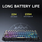 GravaStar Mercury K1 Lite 75% Gaming Keyboard, 2.4GHz/BT/Wired Tri-Mode Wireless Keyboard, Gasket Hot Swappable Mechanical Keyboard, Pre-lubed Linear Switches, RGB Backlit (Transparent Black)