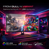 GAMEON GOES27QHD120IPS 27″ Fast IPS QHD Gaming Monitor – 2560×1440, 120Hz Refresh Rate, 0.5ms MPRT, HDR10, Adaptive-Sync, 99% sRGB, HDMI 2.1 (Supports PS5) & DisplayPort, Built-in Speakers, Flicker-Free, VESA Mount