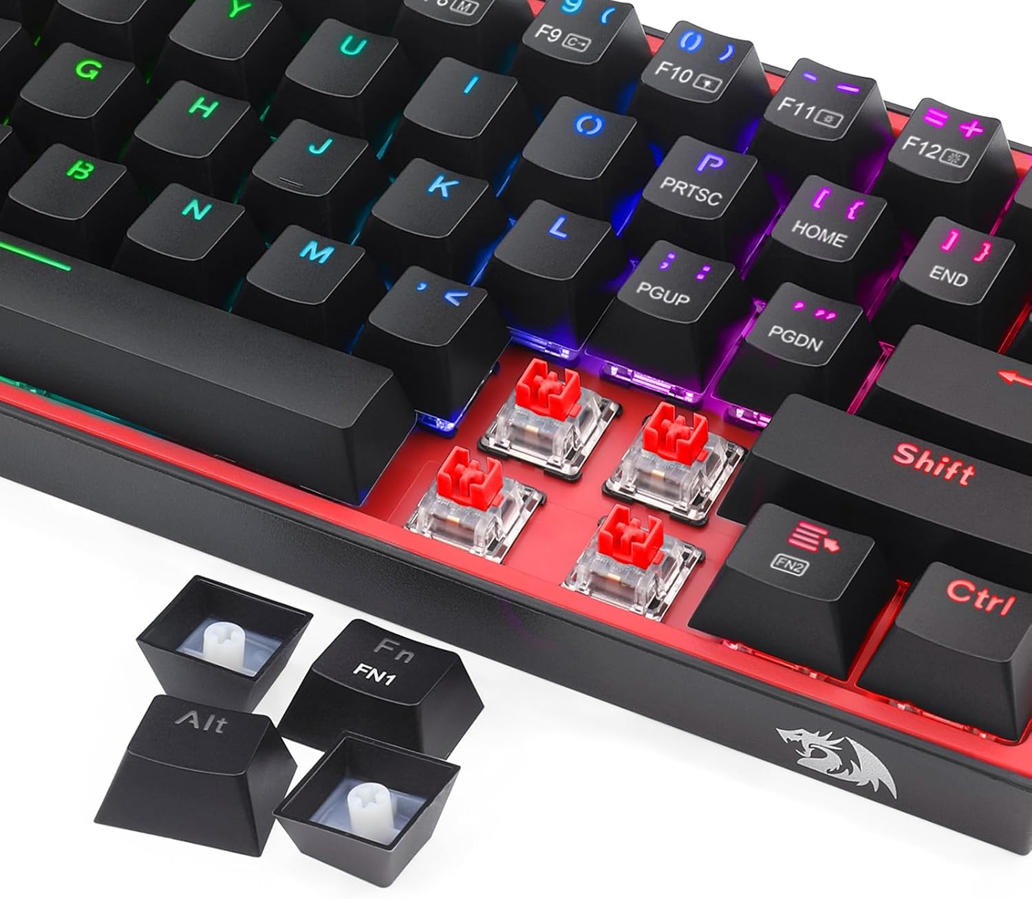Redragon K616 Fizz Pro 60% Wirless /Wired RGB Gaming Keyboard, 61 Keys Compact Mechanical Keyboard Black, Linear Red Switch, Pro Driver/Software Supported - - Fun Touch Shop