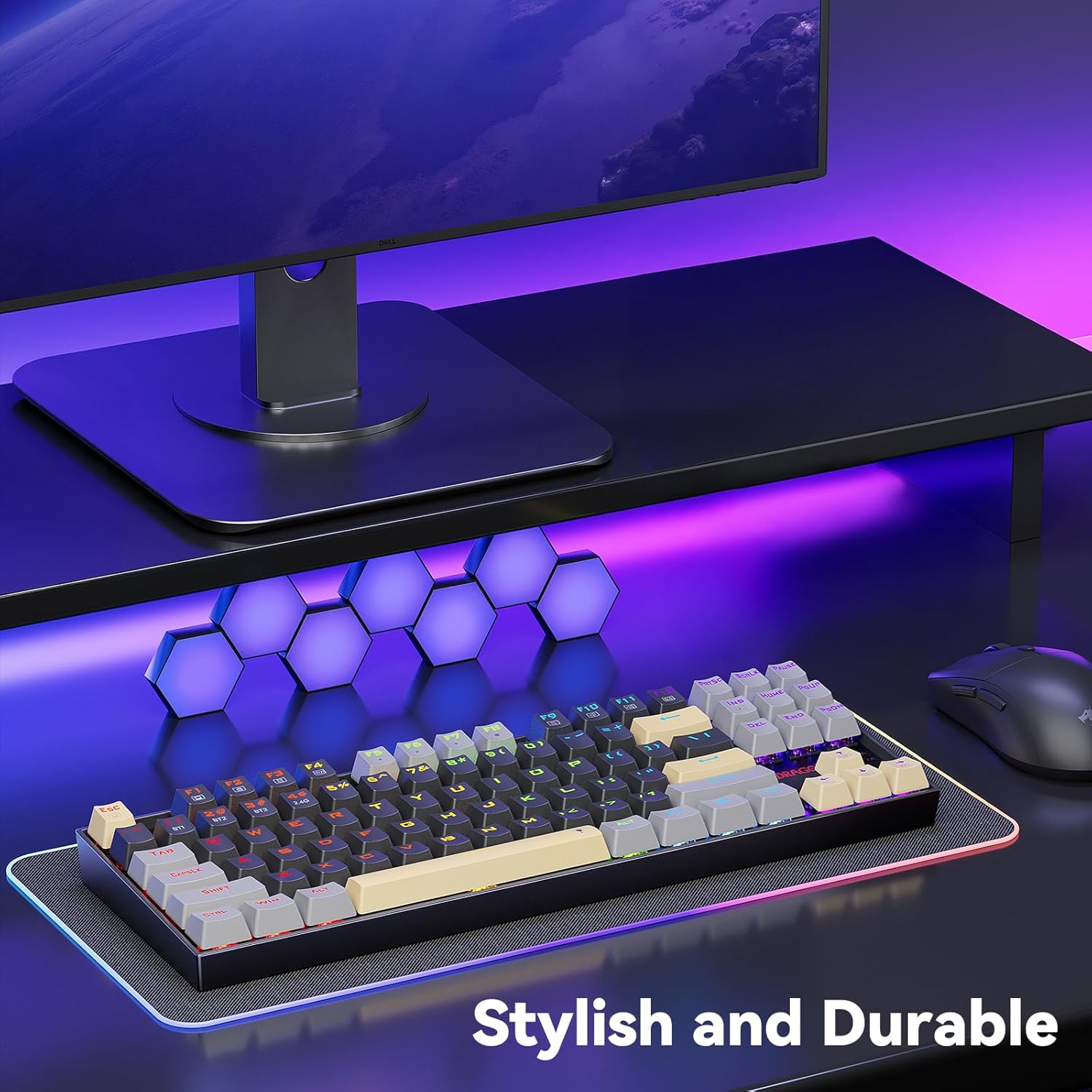Redragon K552 Mechanical Gaming Keyboard, 87-Key Compact, LED Gaming Keyboard with Red Switches, Anti-Ghosting, Metal Frame for PC Gaming & Typing, Beginner-Friendly (Eclipse Gilded) - - Fun Touch Shop