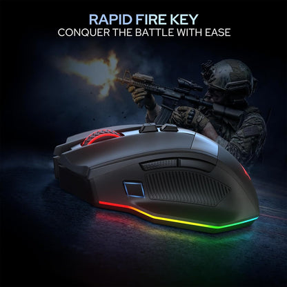 Redragon m923 pro wireless rgb gaming mouse 24k dpi remapping keys | cable-free delay smooth precise tracking custom