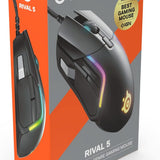 SteelSeries Rival 5 Gaming Mouse with PrismSync RGB Lighting and 9 Programmable Buttons – FPS, MOBA, MMO, Battle Royale – 18,000 CPI TrueMove Air Optical Sensor - Black