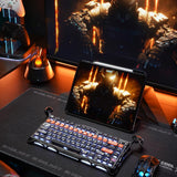 GravaStar Mercury K1 Pro Wireless Mechanical Gaming Keyboard, 75% Layout RGB Custom Keyboard, Aluminum Alloy Matte Black Frame with Phoenix-Inspired Keycaps, Hot-Swappable Linear Switches – CyberFlare