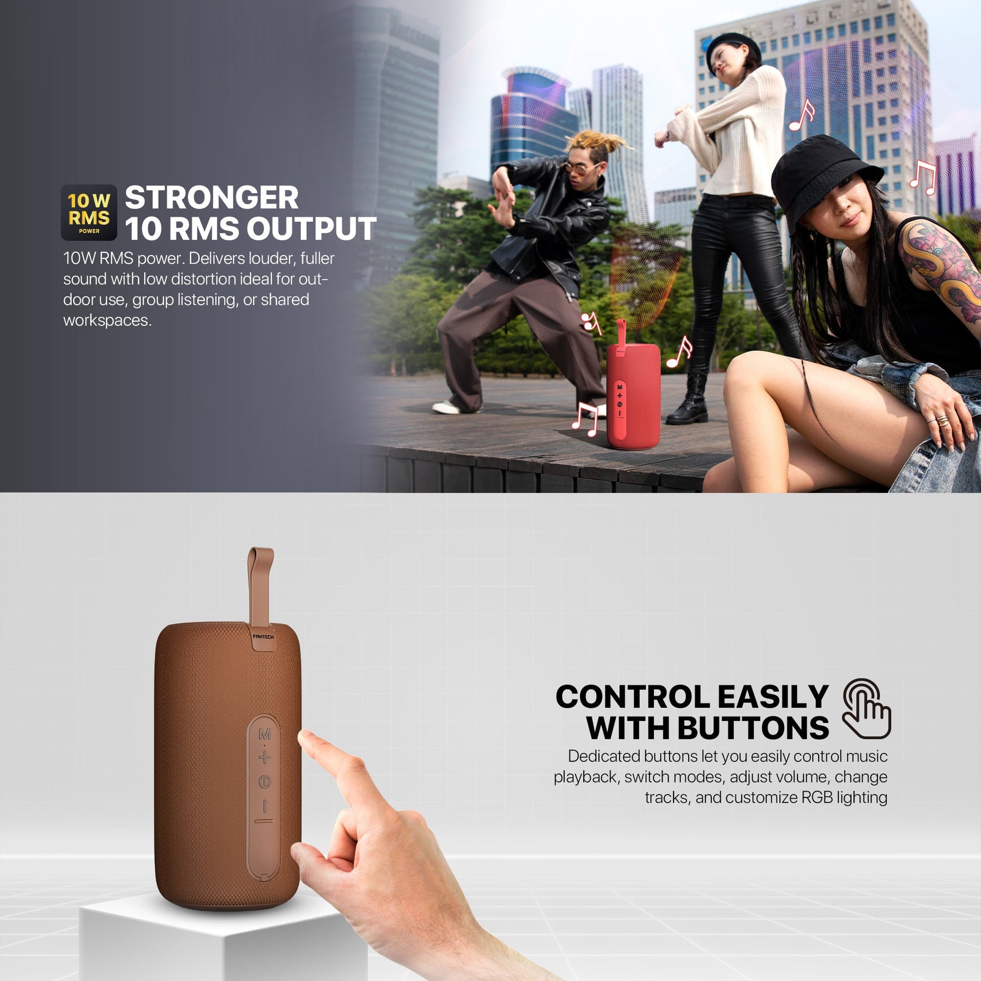 FANTECH BS158 NeraBox 10W RMS PORTABLE SPEAKER - GRAY - - Fun Touch Shop