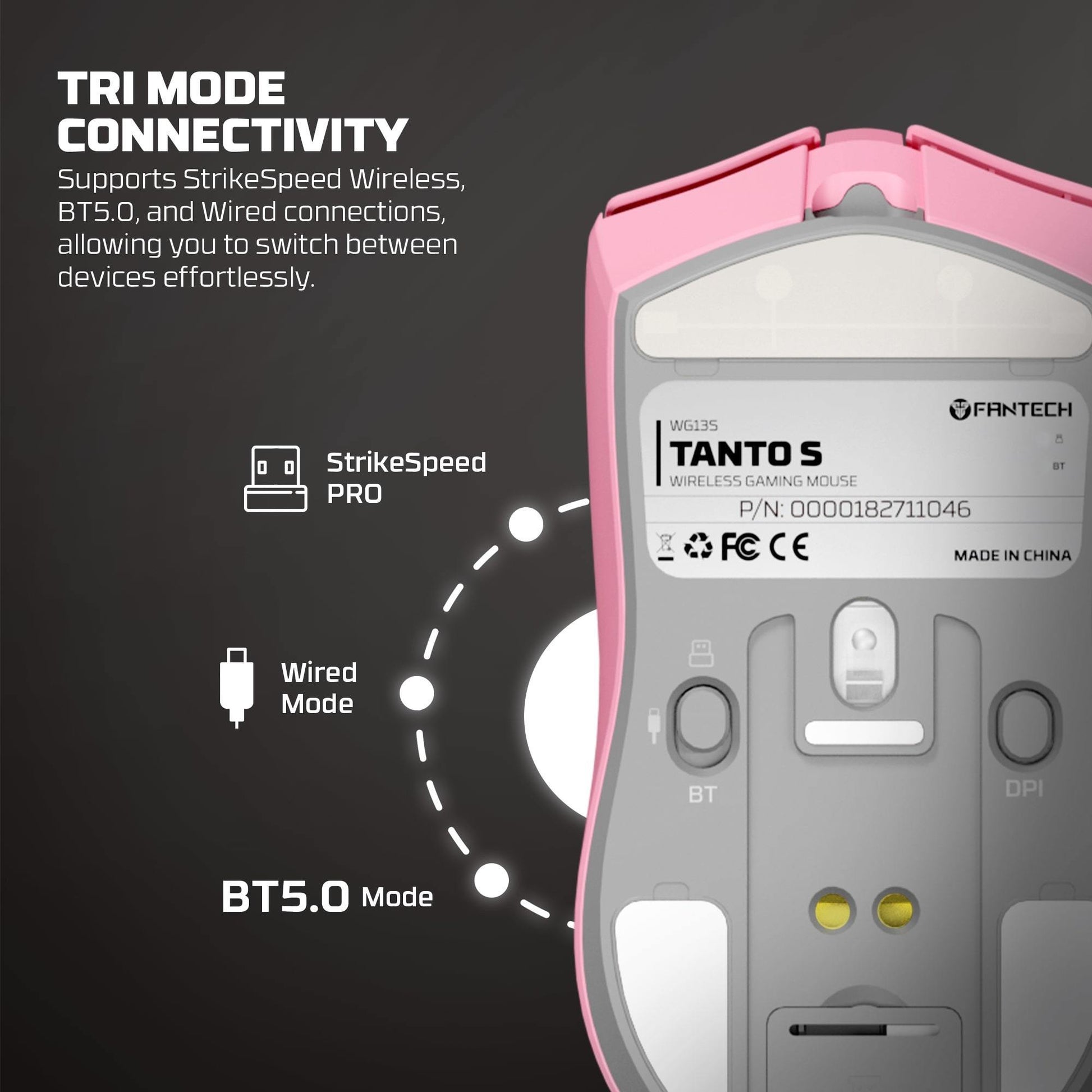 Fantech WG13S Tanto S Wireless Gaming Mouse 8k - - Fun Touch Shop