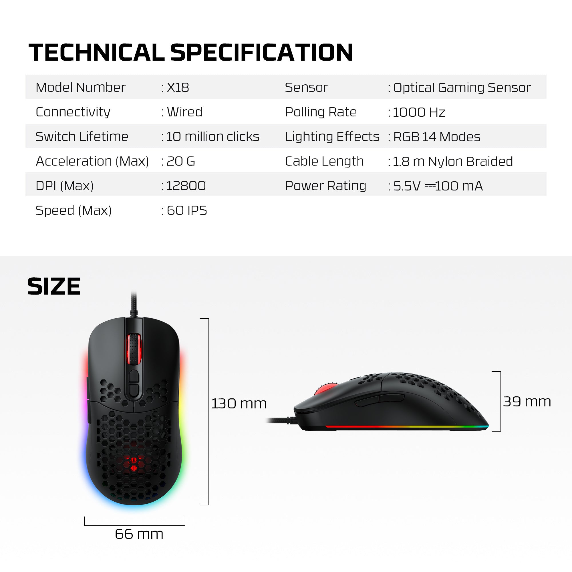 Fantech HERO X18 Gaming Mouse RGB Black - - Fun Touch Shop
