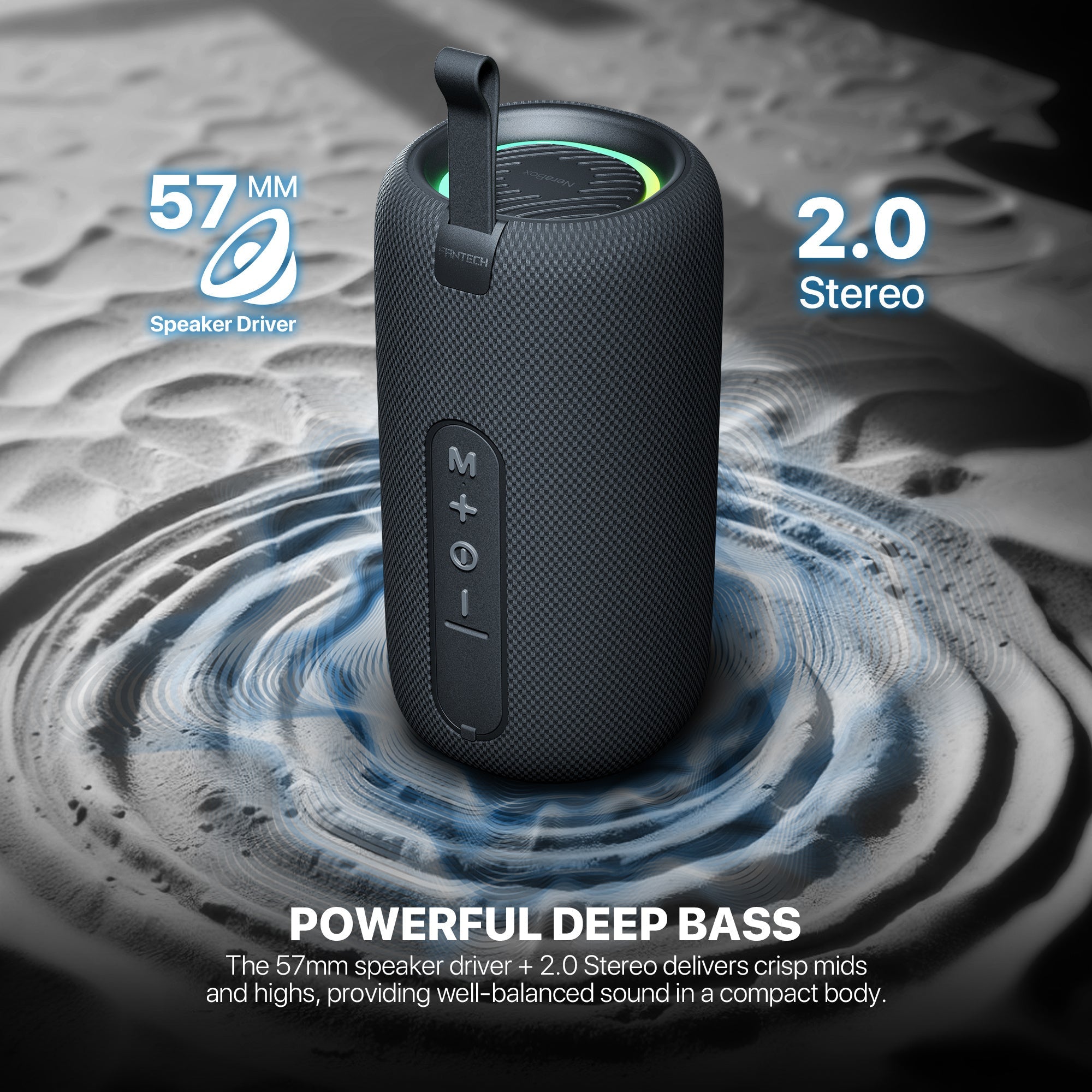 FANTECH BS159 True Wireless RMS Speaker TWS Deep Bass 10W 57mm Driver 4-Way Connectivity BT TF Card USB RGB Portable Speaker - Black - - Fun Touch Shop