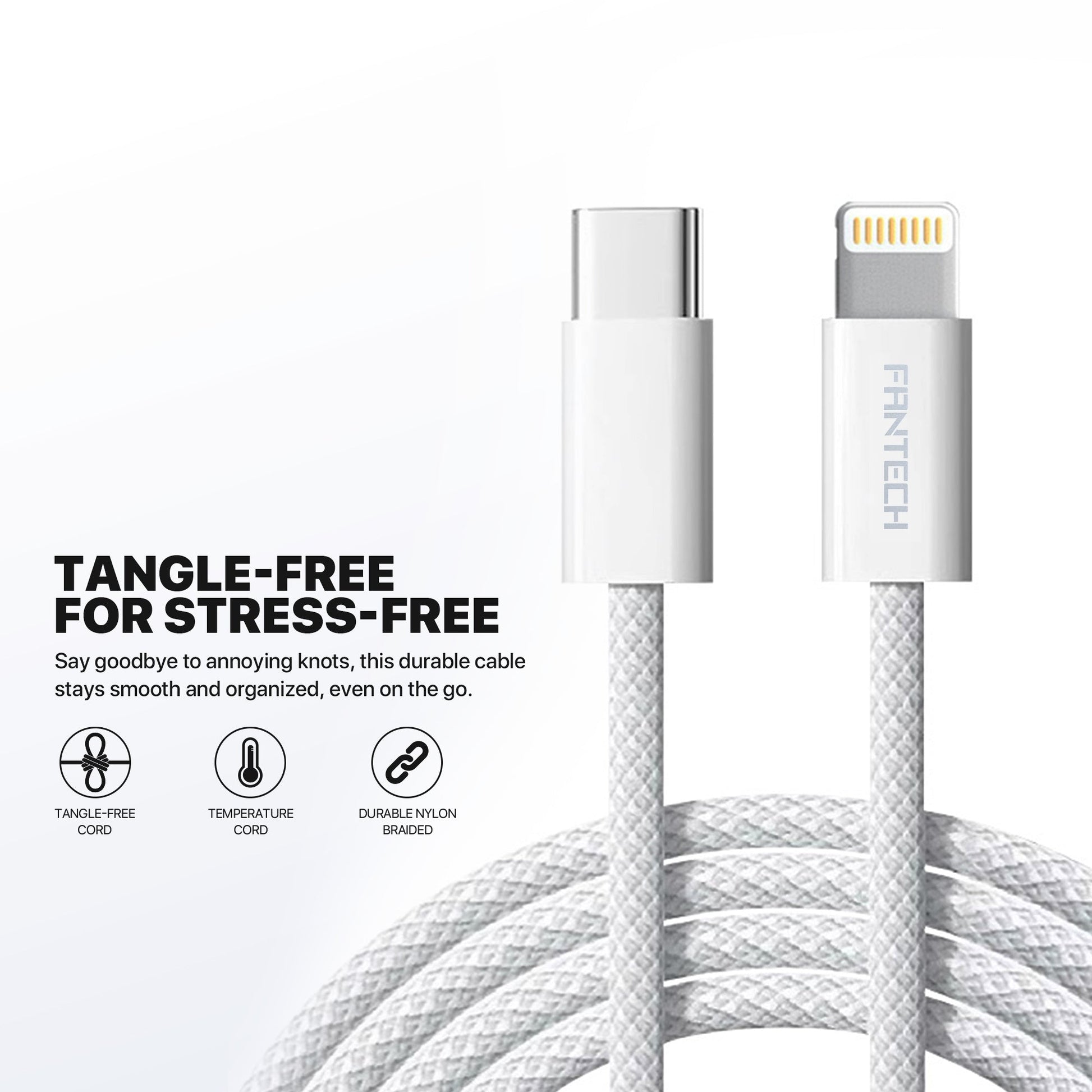 FANTECH PK202 20W Fast Charging Plug USB C Braided Cable Power Delivery for iPhone Home Car Travel Use Phone Charger Data Cable - - Fun Touch Shop