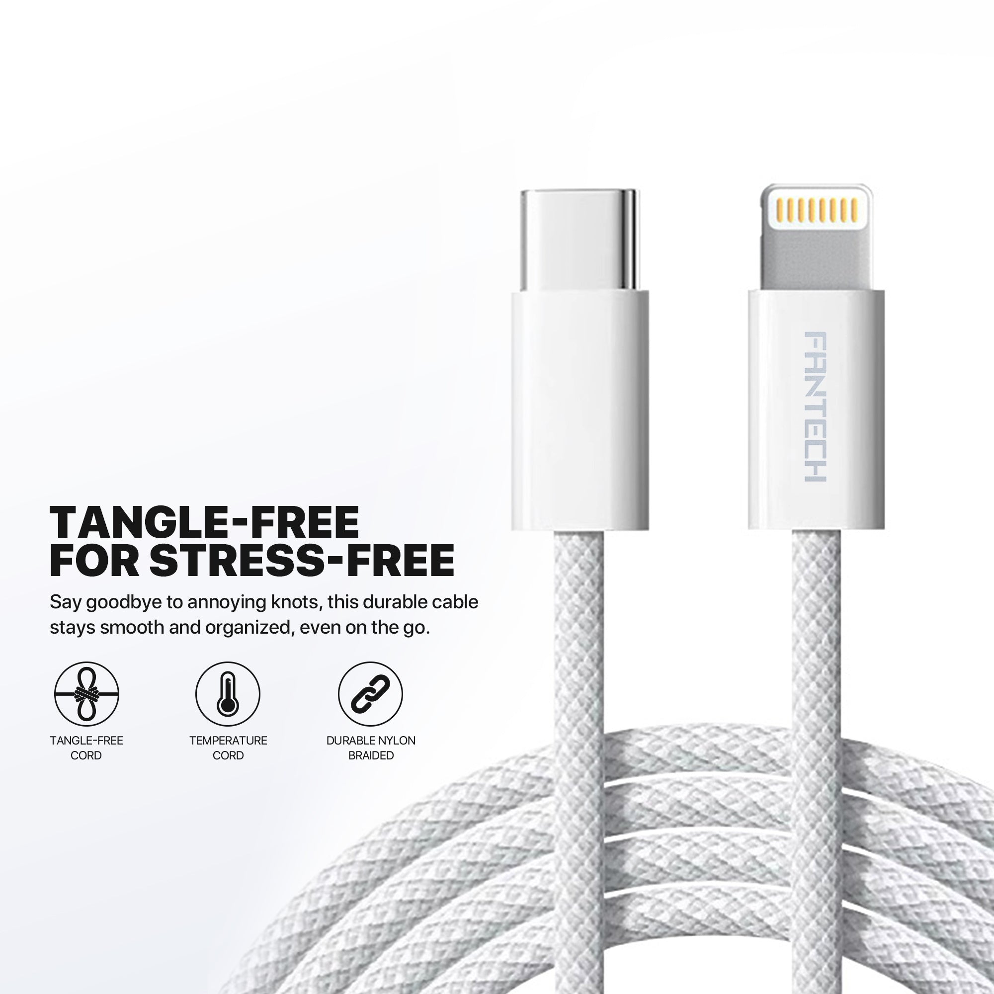 FANTECH PK202 20W Fast Charging Plug USB C Braided Cable Power Delivery for iPhone Home Car Travel Use Phone Charger Data Cable - - Fun Touch Shop