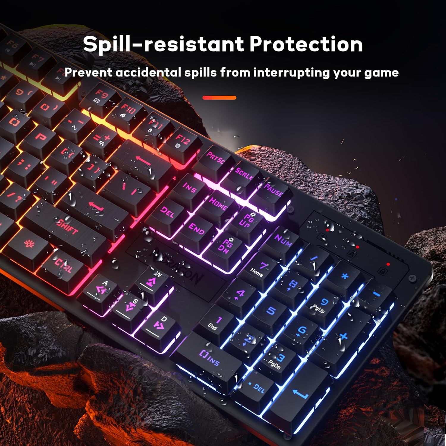 Redragon K521 Upgrade Rainbow LED Gaming Keyboard, 104 Keys Wired Mechanical Feeling Keyboard with Multimedia Keys, One-Touch Backlit, Anti-Ghosting, Compatible with PC, Mac, PS4/5, Xbox - - Fun Touch Shop