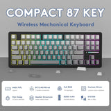 ATTACK SHARK M87 PRO Wireless Mechanical Gaming Keyboard,Hot Swappable Gasket RGB Custom Keyboard,Linear Switch&Side Printed PBT Keycaps,BT5.0/2.4Ghz/Type-C,5000mAh Battery for Win Mac(Moonlight)