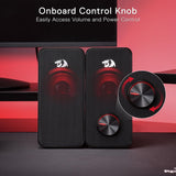 Redragon GS500 Stentor PC Gaming Speaker, 2.0 Channel Stereo Desktop Computer Speaker with Red Backlight, Quality Bass and Crystal Clear Sound, USB Powered with a 3.5mm Connector