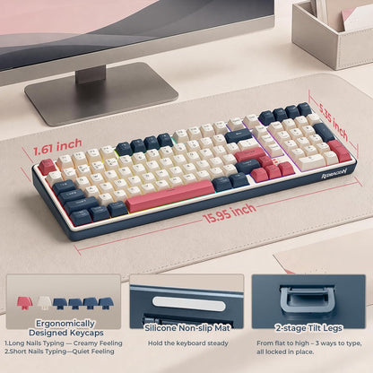Redragon s174 gaming keyboard and mouse wireless with tri-mode rgb keyboard and 5000 dpi 61g ultra-light gaming mouse