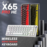 Attack Shark X65PRO HE Rapid Trigger Magnetic Mechanical Keyboard,60% Hot Swappable,Hall Effect Sensor,Adjustable Actuation,Tri-Mode RGB, 8KHz Polling Rate with Coiled Cable for MOBA/FPS/RTS-White