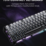 GravaStar Mercury K1 75% Wireless Mechanical Gaming Keyboard, Aluminum Alloy, Gasket Compact Custom Keyboard Hot-Swap Socket, Linear Switches, RGB Backlit - Gradient Black