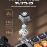 GravaStar Mercury K1 Pro Wireless Mechanical Gaming Keyboard, 75% Layout RGB Custom Keyboard, Aluminum Alloy Matte Black Frame with Phoenix-Inspired Keycaps, Hot-Swappable Linear Switches – CyberFlare